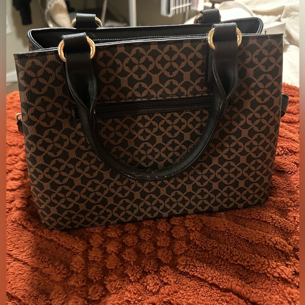 Black And Brown Patterned Handbag - image 2